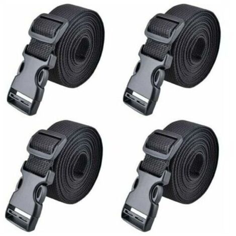 Sangle à boucle rapide Sangle de fixation plastique Sangle à cliquet pour fixation bagage 25 mm, 188 cm Fontainebleau Noir 4 pièces