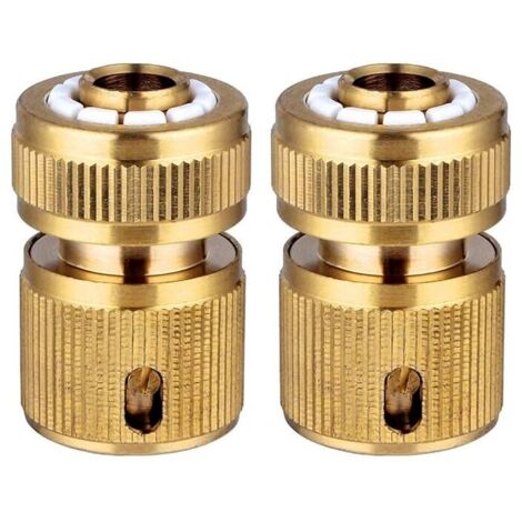 Ensemble de 2 connecteurs rapides pour tuyau d'arrosage en laiton, connecteurs rapides pour tuyau d'arrosage de jardin, connecteurs rapides 1/2" (1/5)