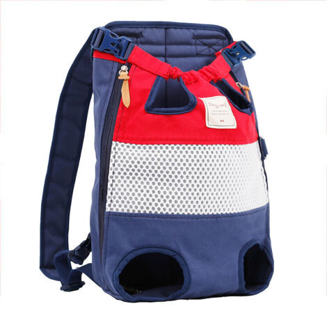 Sac de transport pour animaux de compagnie en une seule pièce, sac à dos pour chiens pour la marche, l'équitation et les motos jusqu'à 10 kg (rouge et bleu) (1/5)