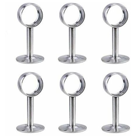 6 pièces Support Barre rideau plafond Plafond de support de tringle à rideau Support de tringle pour support de tringle à rideau au plafond ou au mur, installer une tringle à rideau intérieure,argent (1/4)