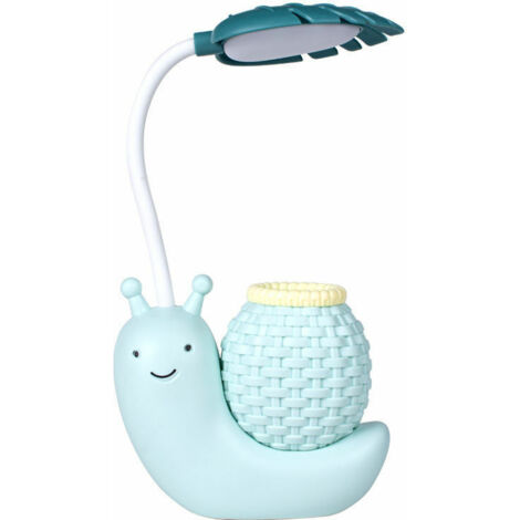 Lampe de bureau LED USB chargeant la lecture des enfants protection des yeux veilleuse dessin animé escargot ( bleu) (1/3)