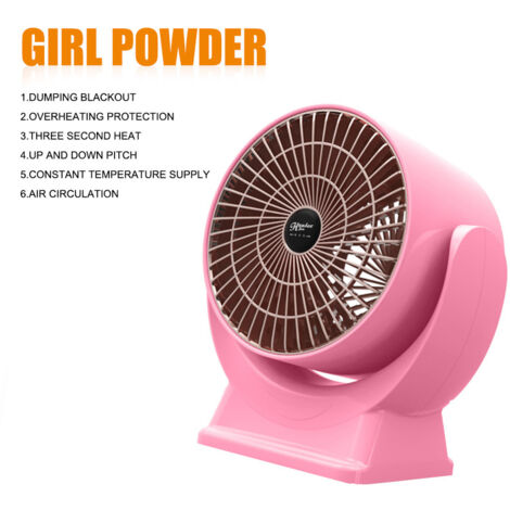Mini Radiateur Soufflant à Économie d'Énergie Chauffage Soufflant Électrique Radiateur Soufflant 220V 650W pour Salon, Chambre, Salle de Bain , rose (1/4)