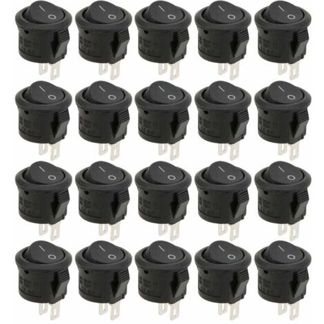 Interrupteur petit rond KCD11 pour électroménager-Noir-20pcs (1/5)