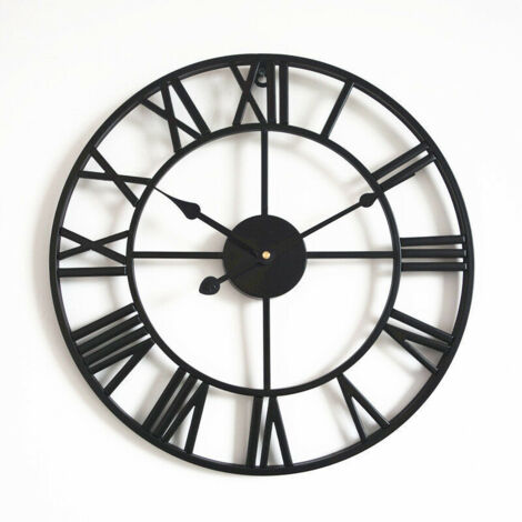 Grande horloge murale pour décoration d'intérieur, horloge murale vintage industrielle, avec cadre en métal épais pour la maison, le salon, le bureau, la ferme (1/3)