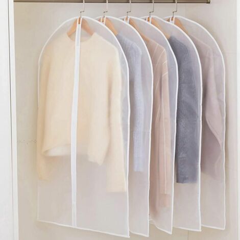 Housse Vetements à Suspendre 5 Pièces Housse Vetement, Housse de Vetement Penderie, Housses de Vêtements, anti Poussière Etanche Housse Costume pour Chemise, Costume, Manteaux-60x120cm- (1/5)