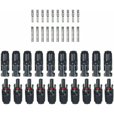 10 Paires / 20 Paires De Connecteurs De Cable De Panneau Solaire Male/Femelle Pour Systeme Pv, 10 Paires Sans Cle - 10 Paires Sans Cle (1/5)