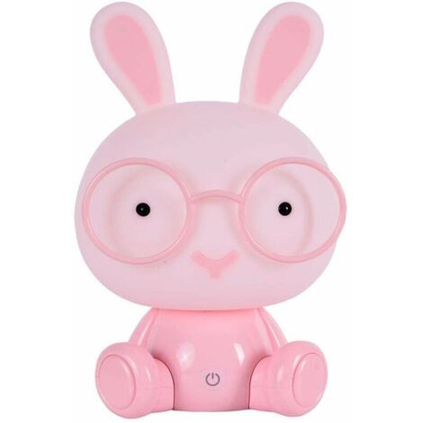 LED Bunny Night Light Tea Light Lampes pour enfants Protection des yeux Lumière d'urgence Toucher la décoration Chambre Table de chevet éclairage d'ambiance, Rose 23cm