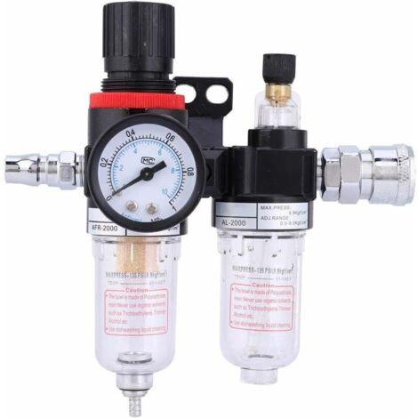 Régulateur de pression du filtre à air 1/4 Séparateur d'eau de l'huile Filtre à air Compresseur d'air Filtre du compresseur d'air avec coupe du lubrificateur pour système (AFC2000) (1/5)