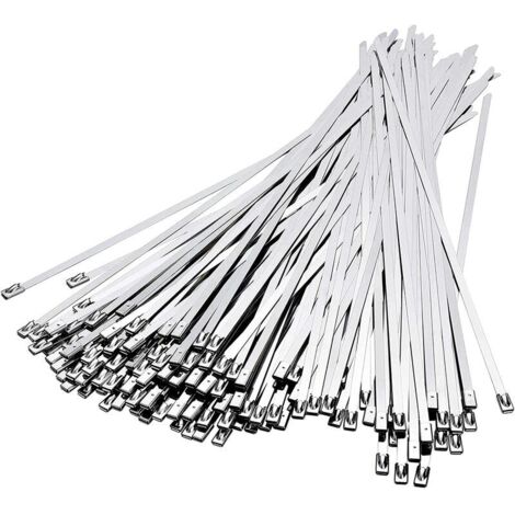 Attaches Câbles en Acier Inoxydable, Collier Serrage Inox, 100 Pièces de 4,6 × 300 mm Attache de Câble en Acier Inoxydable 304 de Haute Qualité, Conception Anti-retour à Bille en Acier, (1/5)