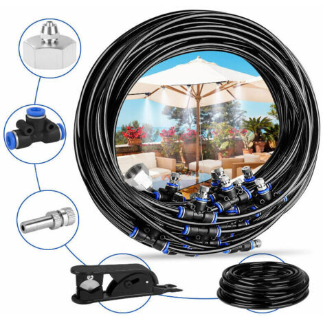Ventilateur et brumisateur extérieur 15M 15Buse Système de Brumisation Brumisateur Jardin Refroidissement avec Tuyau Durable et Buses (1/4)