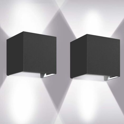 GU.B/bon Appliques Murales 12W, 2pcs 6000K LED Applique Murale Exterieur/Interieur, Réglable Applique Mural Exterieur, Anti-Eau IP65 Lampe Murale Interieur pour Chambre Maison Couloir Salon [Classe én (1/4)
