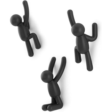 Buddy Hooks assorted. Crochets muraux Buddy - Porte-manteau décoratif, ensemble de 3, noirs. (1/5)