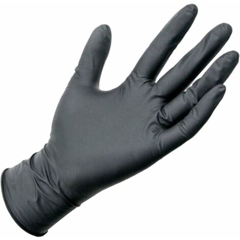 Noir Gants Lot de 100 Gants Jetable Haute Qualité. Idéal pour Protection Cuisine Maison Menage Bricolage.sans Latex de Qualité Alimentaire sans Poudre (XL. Noir)