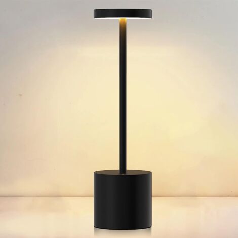 Lampe à poser, sans fil, avec 2 modes d'éclairage, lumière dimmable LED, lampe de bureau, charge USB, en métal, créative pour restaurant/terrasse/dortoir (noir)32x8cm (1/5)