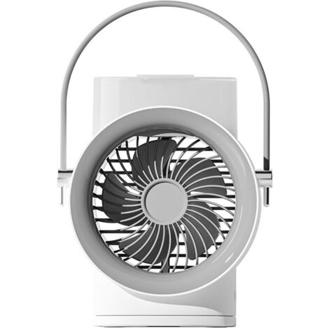 Ventilateur portatif de brumisation Ventilateur oscillant portable rechargeable par USB Humidificateur à 3 vitesses de vent Ventilateur de veilleuse d'aromathérapie avec batterie intégrée Blanc (1/3)