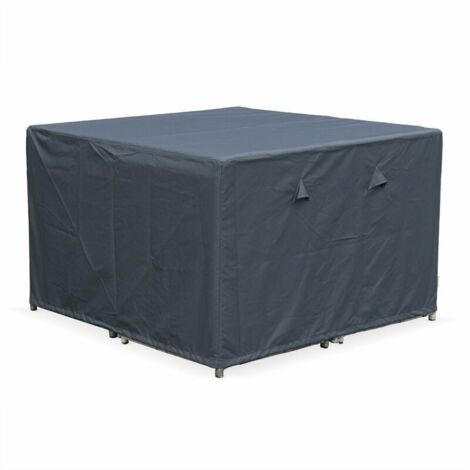 Housse de protection 112x112cm gris foncé Bâche carrée en polyester enduit PA pour tables de jardin Firenze 4. Vasto 8. Vabo 8 et Cubo 8 Gris foncé (1/4)