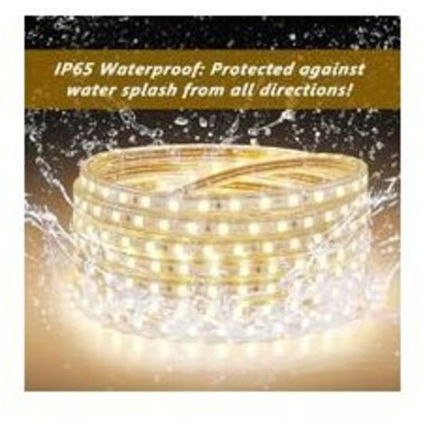 Ruban Led 3M, Très Lumineux Bandeau Led 220v avec Interrupteur,5050 IP65 Etanche, Blanc Chaud