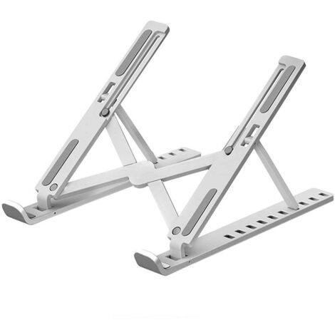 RHG Support Ordinateur Portable, Support PC Portable Pliable à Surélever 6 Angles Réglable, Antidérapant en Aluminium Ventilé Stand Compatible avec Laptop, Tablet –Argent (1/4)