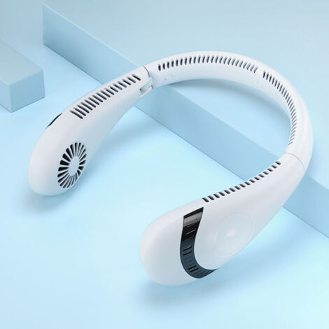 Ventilateur cou personnel sans feuilles 5000 mAh, rechargeable, à trois vitesses, portable, petit ventilateur refroidissement silencieux, en famille