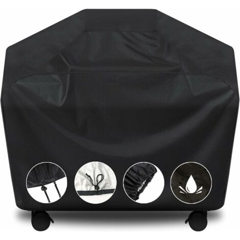 Housse de gril, housse de gril de 58 pouces, housse de gril imperméable, housse de gril à gaz résistant aux UV, durable et pratique, résistant aux déchirures, housse de gril noire pour Weber, Brinkman (1/5)