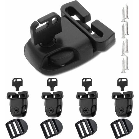 Lot de 4 clips de couvercle de spa pour loquet de remplacement de loquet de spa avec clé et curseur Kit de réparation de mauvais loquet noir