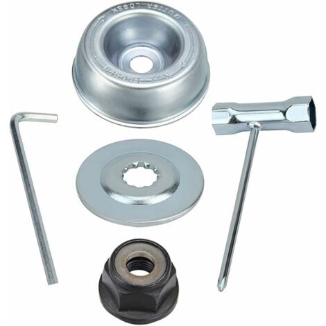 Tête de débroussailleuse 5pcs kit ecrou Tete debroussailleuse Pour STIHL Tondeuse à Gazon, Plaque De Lame En Métal De Boîte De Vitesses De Tondeuse à Gazon pour STIHL FS55 FS56 FS120 FS130 FS130R FS20 (1/5)