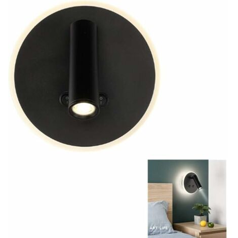 Appliques Murales Led Veilleuse 7W + 3W Avec Double Interrupteurs Utilisation De La Lecture De Livre, Applique Murale Pour Lecture Loft Tête De Lit, Lampe De Lecture Nocturne 3000K (1/5)