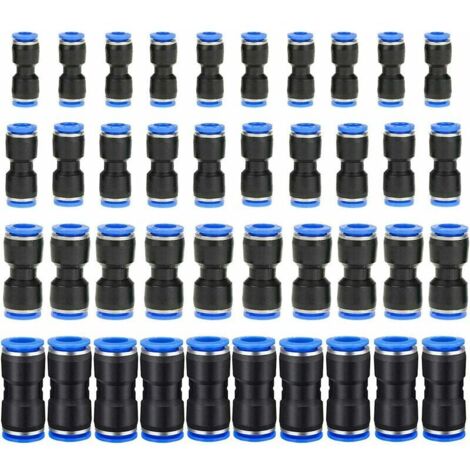 LUCKY-88-40Pcs Connecteur Droit Pneumatique, Raccord Rapide Air Push Connecteur à Poussoir Droit,Raccords de Tuyau Raccord de Tube de Ligne d'Air en Plastique,PU 6/8/10/12mm,Connecter Raccord de Tube
