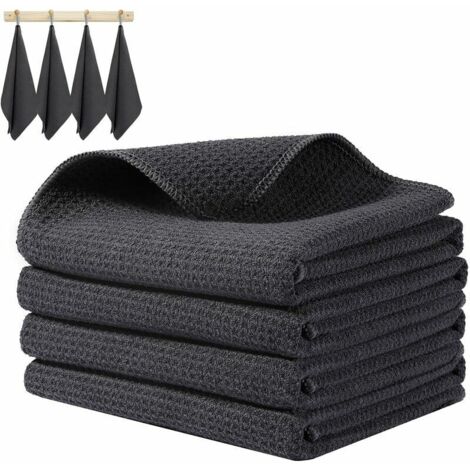 Lot De 4 Torchons kitchen 34 x 34cm Gris (1/4)