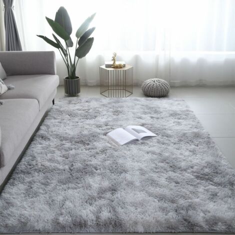 Tapis de Salon Shaggy 160 x 230cm en Peluche Gris Fibre de Polypropylène Souple Tapis Antidérapante (1/5)