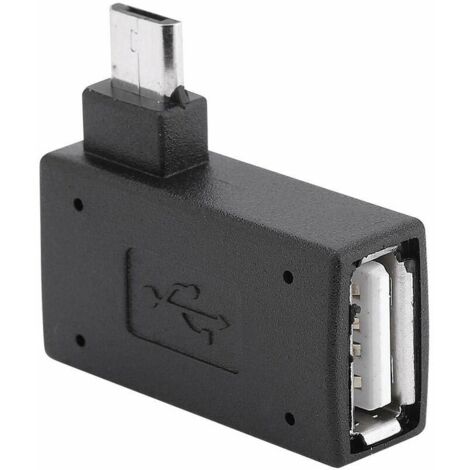 Câbles d'interconnexion  Lot de 2 adaptateurs OTG micro USB 2.0 mâle à 90 degrés à angle droit vers micro femelle (1/5)