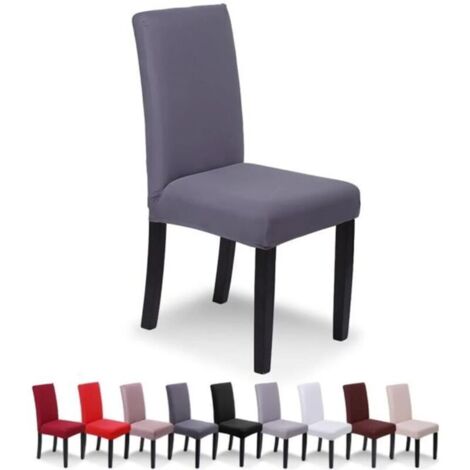 Housse de chaise/revêtement housse/revêtement pour chaise Gris confortable et résistant 6 pièces (1/3)
