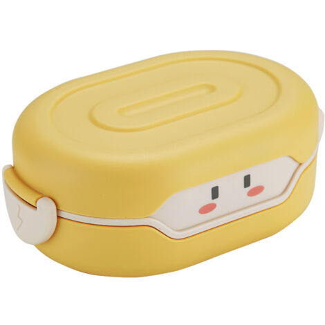 Boite a gouter Enfant - Lunch Box avec 2 compartimentss - Bento Box sans BPA - pour l'école et la Maternelle - 780ML (jaune, 1 pièce) (1/4)