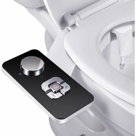 Pulvérisateur Bidet non électrique avec double buses rétractables autonettoyantes - Nettoyage avant et arrière - Bouton poussoir réglable pour eau froid,noir (1/4)