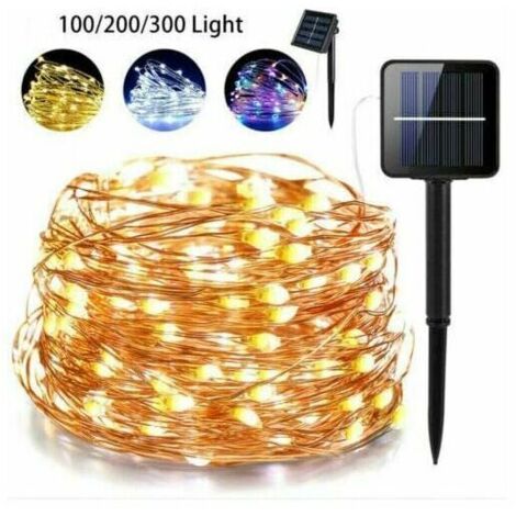 Guirlande Lumineuse Solaire 30M 100-300 LEDs,8 Modes d'Éclairage, Chaîne de fil cuivre LED Étanche pour Jardin,Balcon,Cour,Maison,Noël, Mariage, Fête Party-couleur Colorée (1/4)