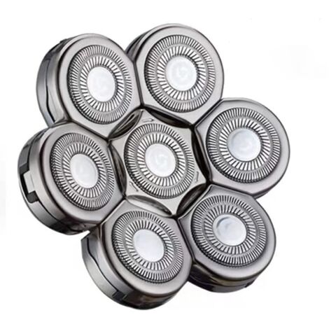 Tête Rasoir têtes,Rasoir électrique Flottant Barbe 7 Têtes pour Homme avec un Rasage Propre,Universel Double Anneau Lame Rasage Remplacement Durable Rapide pour Rasoir électrique 5 6 7
