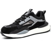 Chaussures de travail pour hommes et femmes, chaussures de protection du travail sur les chantiers de construction, chaussures à bout en acier, respirantes et confortables, légères et douces-42,noir