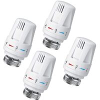 Lot de 4 Tête Thermostatique Connectée Vanne Thermostatique Accessoire, Tete Thermostatique Radiateur, Tête de Remplacement de Vanne de Radiateur pour le Thermostat M30 x 1.5 White