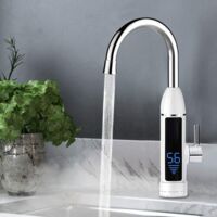 Robinet d'eau Électrique, Chauffe-eau de Cuisine 3000W 220V Robinet d'eau Chauffant avec Chauffe-eau Intégré, Robinet d'eau avec Affichage de La Température, Robinet Rotatif 360 °