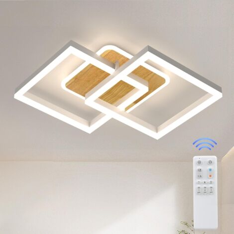 Antenlicht 40W Plafonnier LED Blanc bois 3600LM,3000-6500K,Moderne Losange Acrylique 65cm,Télécommande,Luminaire pour salon chambre [Classe F]
