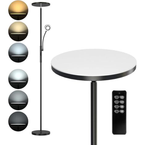 Anten 30W Lampadaire LED avec Liseuse Réglable 5W, Lampadaire Sur Pied Salon avec Télécommande Lampe LED Sur Pied avec Luminosité Réglable Lampadaire Chambre Dimmable avec Couleur à Choix 3000K à 6000