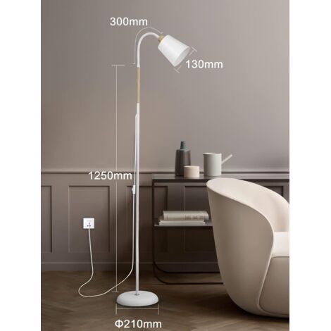 Lampadaire VILI Orientable E27 159 Cm – Lampe Sur Pied Rétro Industriel Métal Et Bois, Rotatif 360° – Noir Mat (sans Ampoule)