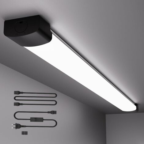 Antenlicht-Lot de 2 Réglette LED étanche Noir 120cm 36W 5000K,IP65,Éco 70%,PC,Tube LED pour Garage Atelier Entrepôt Couloir [Classe E]