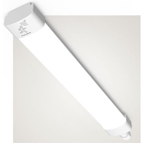Antenlicht-Lot de 2 Réglette LED étanches 60cm 18W 5000K,Détecteur de Mouvement,IP65,PC,Éco 60%,Tube LED pour Garage Couloir Cave [Classe E]