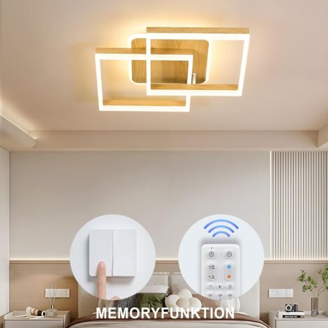 Antenlicht-Plafonnier LED Dimmable 40W 3000K-6500K,65cm,Losange Acrylique,Télécommande,Aspect Bois,pour Salon Chambre Bureau [Classe énergétique F] (1/5)