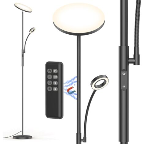 Amdelne LED Lampadaire 30W 5W Lampe lecture 175cm Avec Télécommande Commande tactile lampe pied pour Salon chambre bureau Noir (1/5)