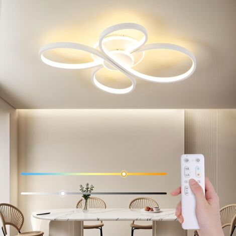 Amdelne Plafonnier LED Blanc 42W,Fleur Papillon Acryl 60cm,3000K-6500K,Télécommande,veilleuse et fonction mémoire pour Cuisine salon Chambre [Classe E]