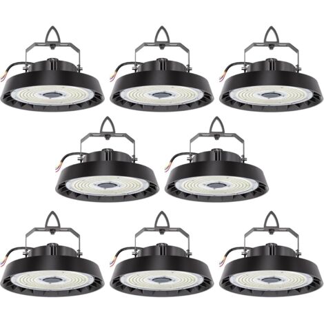 Modlicht-Lot de 8 Projecteurs LED industriel UFO 300W 51000LM 5000K–IP65,Ø32.5cm,lentille 90°,170LM/W,luminaire pour entrepôt, atelier, usine, hall industriel [Classe B]