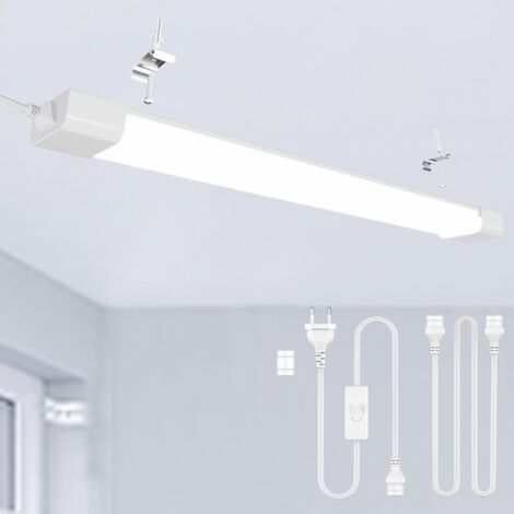 Modlicht Réglette LED étanche Blanc 120cm 36W 4000LM 6000K,IP65,111LM/W,Éco 90%,PC,Tube LED Ultra‑plat pour Garage Atelier Cave [Classe E]