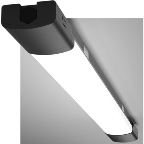 Modlicht Tube LED étanche Noir 60cm 18W 2000LM 5000K,PC,IP65,110LM/W,Éco 70%,ultra-fin Réglette LED pour Garage Atelier Buanderie [Classe E]